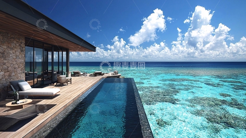 高清大图下载【趣麦麦图】海景别墅私人泳池