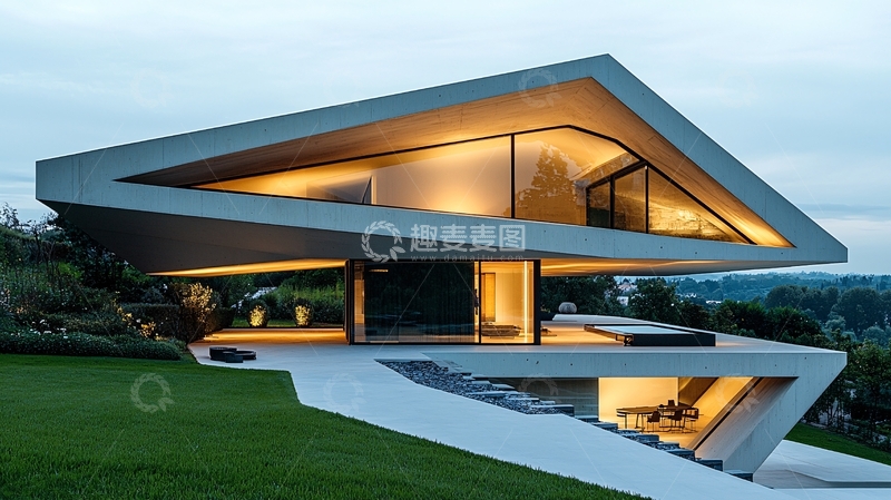高清大图下载【趣麦麦图】现代风格别墅夜景