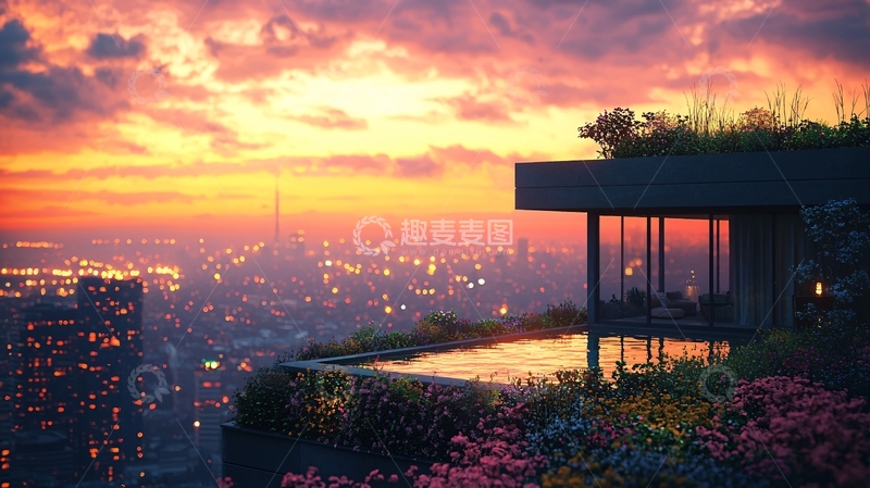 高清大图下载【趣麦麦图】日落城市景观