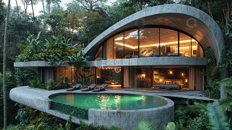 高清大图下载【趣麦麦图】现代水泥别墅