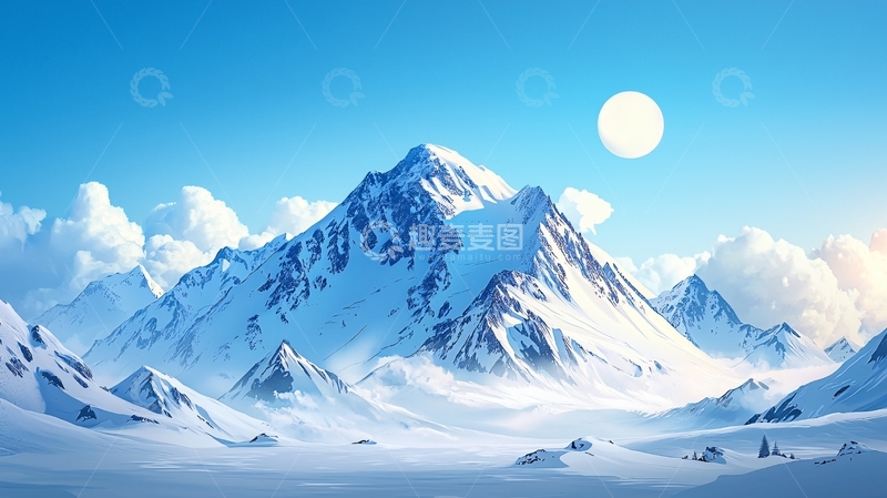 高清大图下载【趣麦麦图】雪山日出99