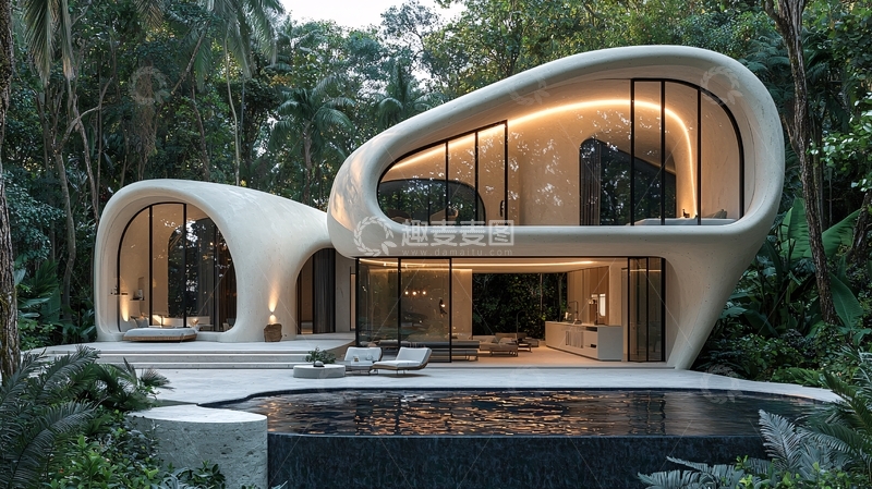 高清大图下载【趣麦麦图】流线型现代别墅