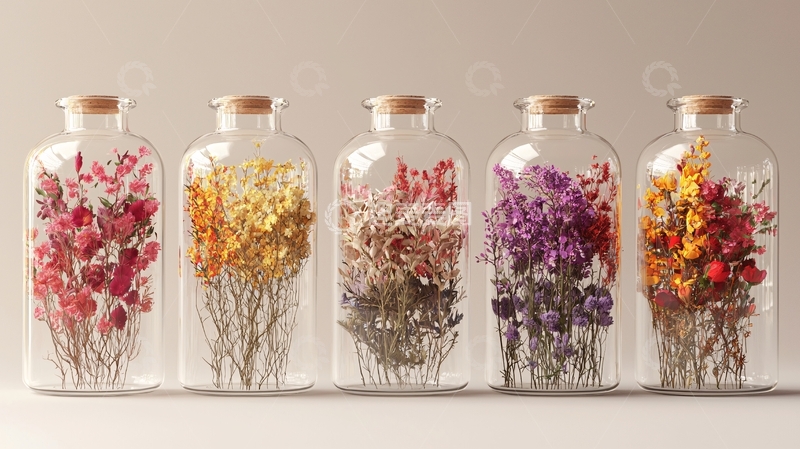 高清大图下载【趣麦麦图】玻璃瓶干花