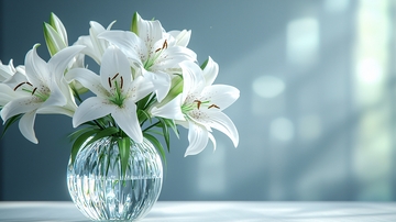 白色百合花玻璃花瓶