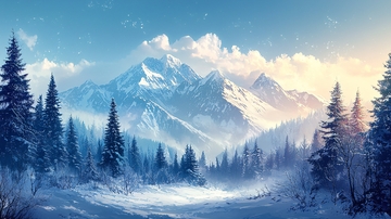 雪山森林冬季风景