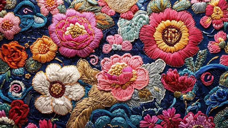 高清大图下载【趣麦麦图】彩色绣花布料