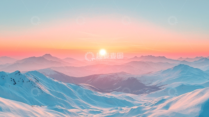 高清大图下载【趣麦麦图】粉色日出雪山