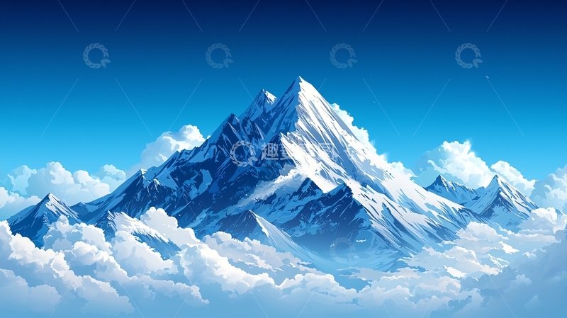 高清大图下载【趣麦麦图】云海之上的雪山