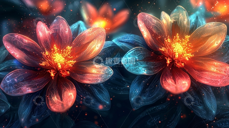 高清大图下载【趣麦麦图】梦幻发光花朵