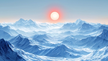 极地冰川日出雪山