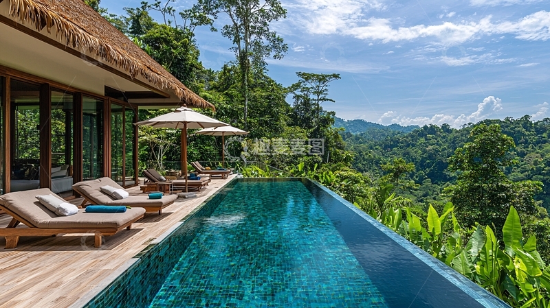 高清大图下载【趣麦麦图】度假别墅无边泳池