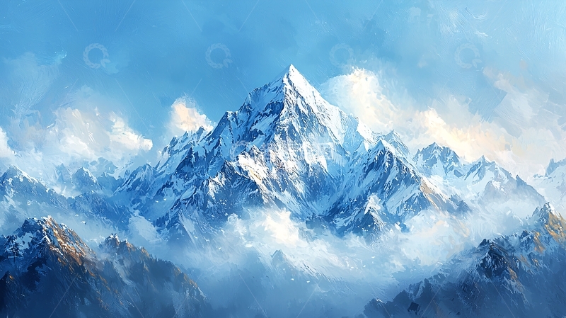 高清大图下载【趣麦麦图】云海之上的雪山