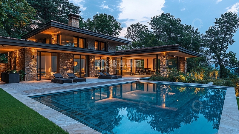 高清大图下载【趣麦麦图】现代风格别墅夜景