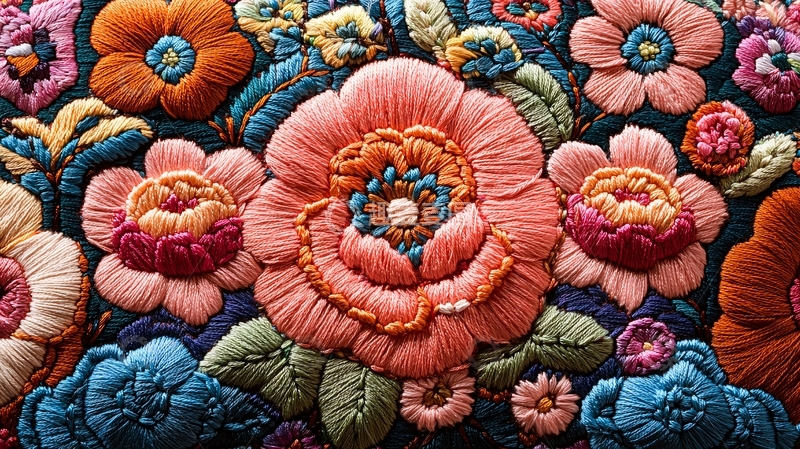 高清大图下载【趣麦麦图】精美刺绣花朵图案