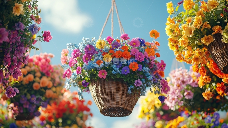 高清大图下载【趣麦麦图】吊篮花卉