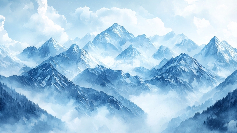 高清大图下载【趣麦麦图】冰雪覆盖的山脉