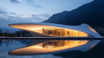 流线型建筑夜景