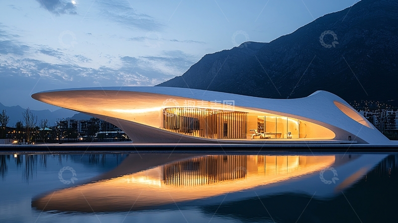 高清大图下载【趣麦麦图】流线型建筑夜景