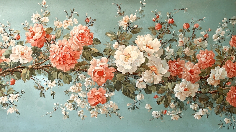 高清大图下载【趣麦麦图】复古玫瑰花卉壁纸