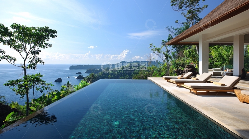 高清大图下载【趣麦麦图】海景别墅泳池
