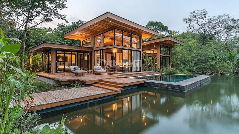 高清大图下载【趣麦麦图】现代风格木结构别墅