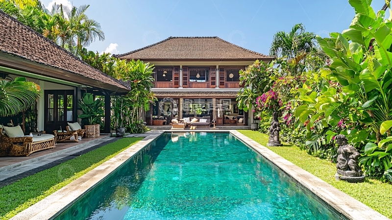 高清大图下载【趣麦麦图】巴厘岛别墅泳池