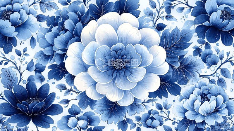 高清大图下载【趣麦麦图】蓝色花朵背景图