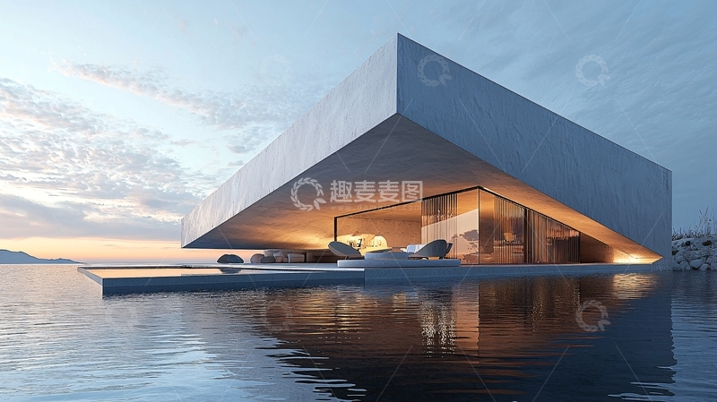 高清大图下载【趣麦麦图】现代简约海边别墅