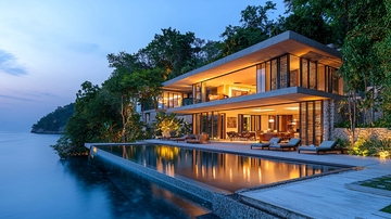 海边豪华别墅夜景