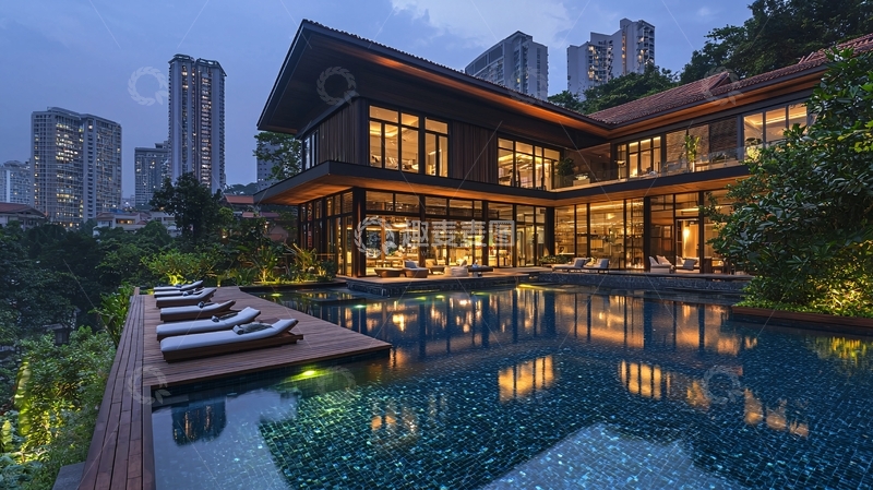 高清大图下载【趣麦麦图】夜景豪宅