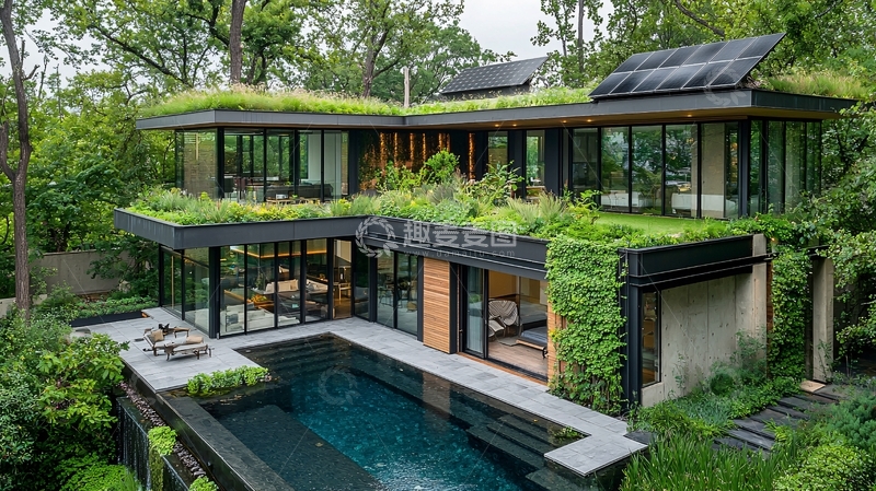 高清大图下载【趣麦麦图】绿色屋顶别墅