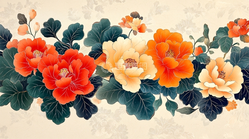 高清大图下载【趣麦麦图】中式花卉图案