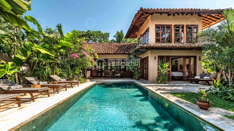 高清大图下载【趣麦麦图】巴厘岛别墅泳池