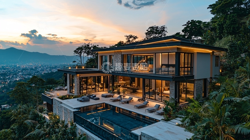 高清大图下载【趣麦麦图】山顶别墅夜景