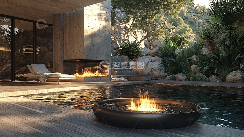 高清大图下载【趣麦麦图】现代简约庭院火盆