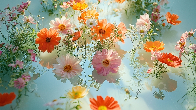 高清大图下载【趣麦麦图】水中绽放的彩色鲜花