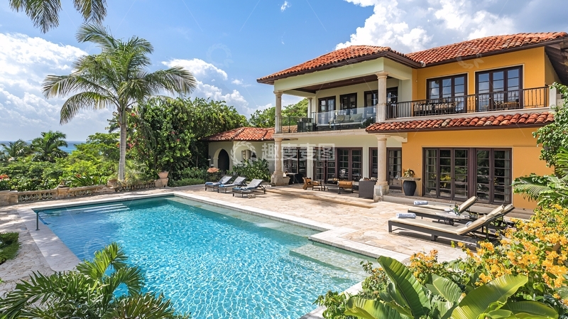 高清大图下载【趣麦麦图】豪华别墅泳池景观