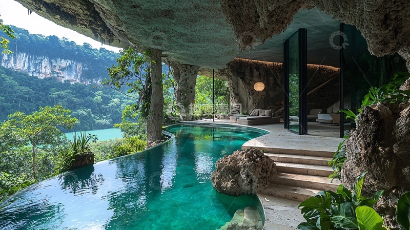 高清大图下载【趣麦麦图】洞穴泳池