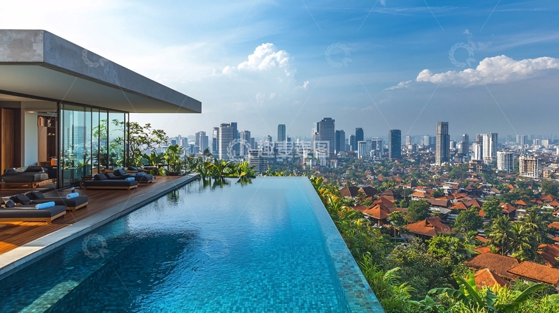 高清大图下载【趣麦麦图】城市景观泳池别墅