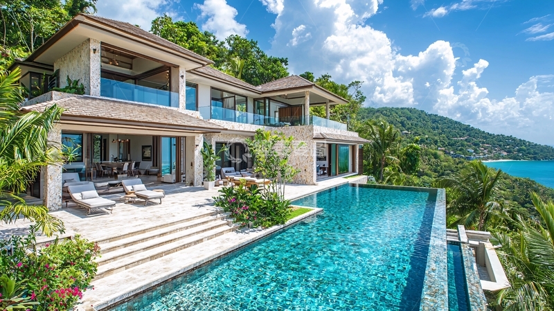 高清大图下载【趣麦麦图】海景别墅泳池