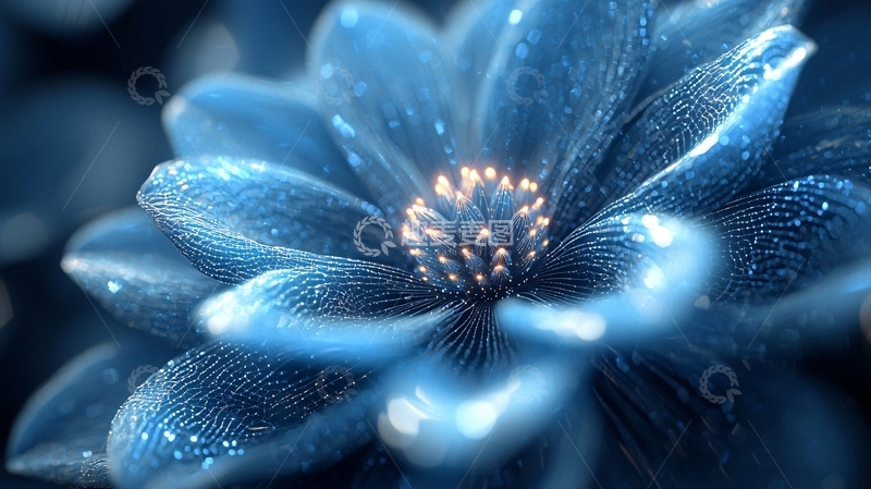 高清大图下载【趣麦麦图】蓝色晶莹花朵特写