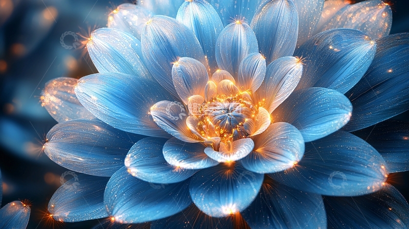 高清大图下载【趣麦麦图】蓝色发光花朵