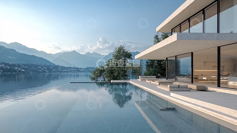 高清大图下载【趣麦麦图】现代简约湖景别墅