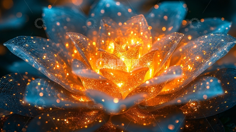 高清大图下载【趣麦麦图】蓝光橙光梦幻花朵