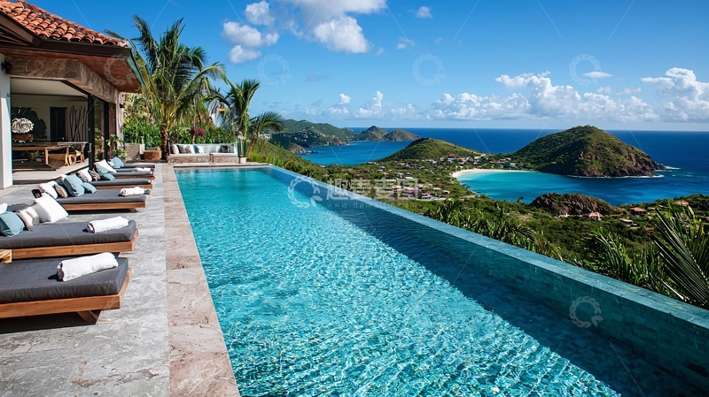 高清大图下载【趣麦麦图】无边泳池海景别墅