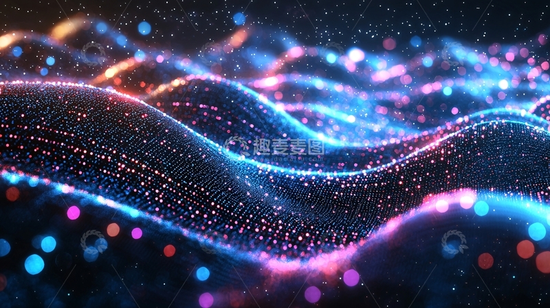 高清大图下载【趣麦麦图】科技感光波粒子背景