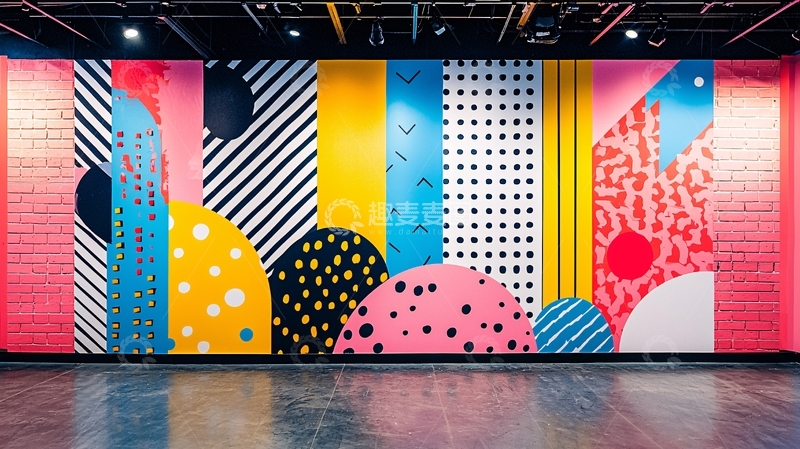 高清大图下载【趣麦麦图】彩色几何图案墙绘