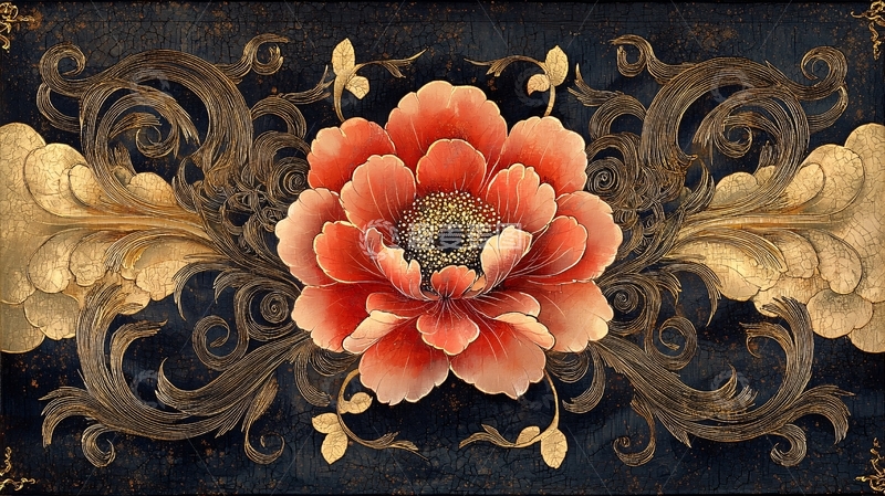 高清大图下载【趣麦麦图】中式花卉纹理背景