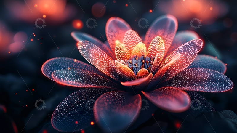 高清大图下载【趣麦麦图】梦幻般发光的黑暗系莲花