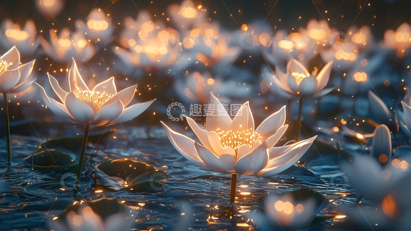 高清大图下载【趣麦麦图】发光莲花